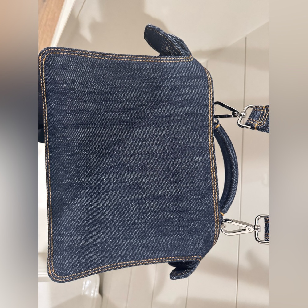 FENDI Peekaboo Iseeu Mini Denim Tote Bag In Blue - Picture 4 of 6